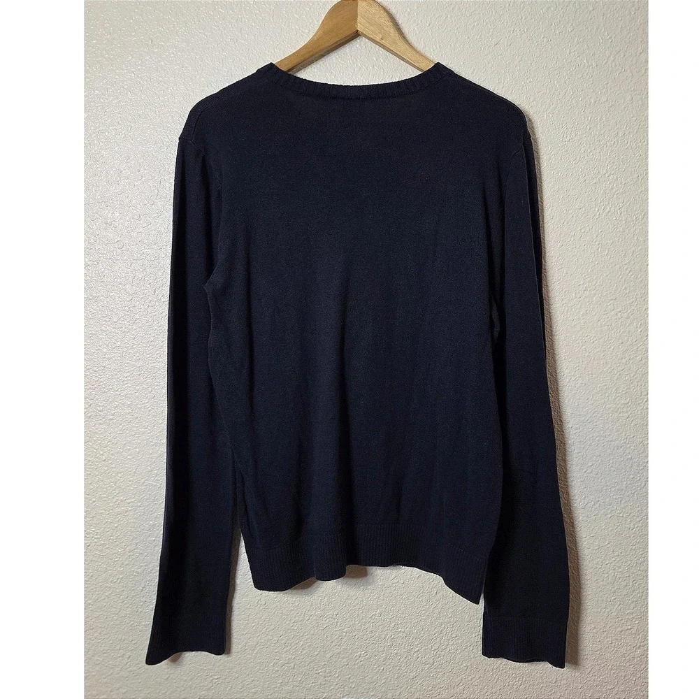 Hollister Men's Navy V Neck Sweater Medium Lightweight Knit Logo‎ Casual